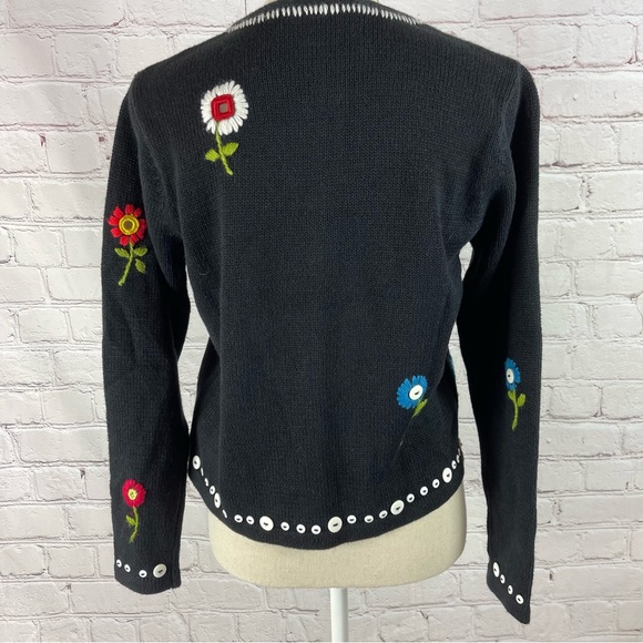 Susan Bristol vintage embroidered knitted floral long sleeve cardigan size PP - Picture 9 of 10